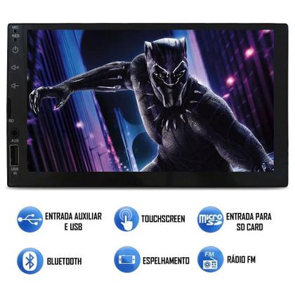 Imagem de Multimídia MP5 E-Tech 2 Din 7" Polegadas Espelhamento Bluetooth USB SD Card + Câmera de Ré