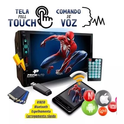 Imagem de Multimídia MP5 MP8 2Din 7 Polegadas Espelham Android Comando Voz + Câmera de ré