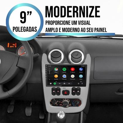 Imagem de Multimídia MP5 Sandero 2007 2008 2009 2010 2011 - 9 Polegadas Android-Auto/CarPlay Bluetooth FM USB