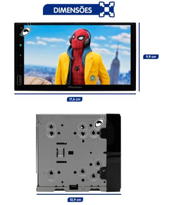 Imagem de Multimídia Pioneer DMH145BR Bluetooth Espelhamento Android TV Digital Câmera Ré