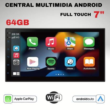 Multimídia quadcore android 4 x 64gb 7 pol carplay gps/wifi - H