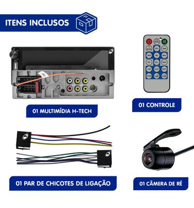 Imagem de Multimídia Traseira 1 Din 6.8" HT-2693CA Android Auto Car Play H-tech + Câmera de Ré