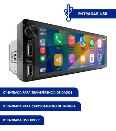 Imagem de Multimídia Traseira 1 Din 6.8" HT-2693CA Android Auto Car Play H-tech + Câmera de Ré