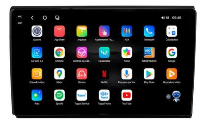 Imagem de Multimidia Universal 9p Octacore Android 14 Carplay 6/128gb Preto