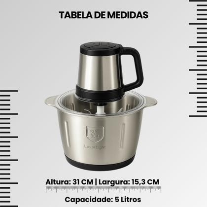 Imagem de Multiprocessador 2000W Processador De Alimentos Triturador Moedor Inox 110V Turbo 5 Litros All in One