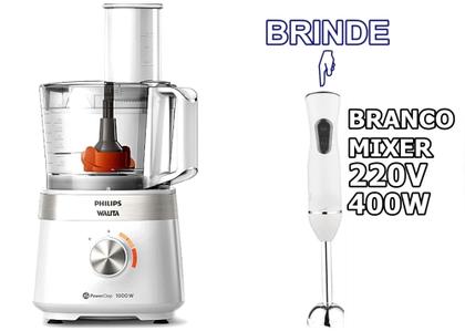 Imagem de Multiprocessador 220v de 1000w com 2 Anos Garantia com 21 Itens cortesia Mixer branco 400w 127v
