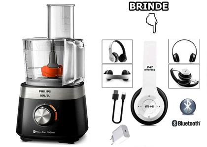 Imagem de Multiprocessador de 127v por 1000w com 2 Anos Garantia com 21 Itens cortesia headphone sem fio BR