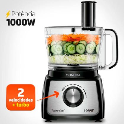 Imagem de Multiprocessador de Alimentos Mondial Turbo Chef 9 em 1 MPN-01-BF 2 Velocidades + Pulsar 1000 W