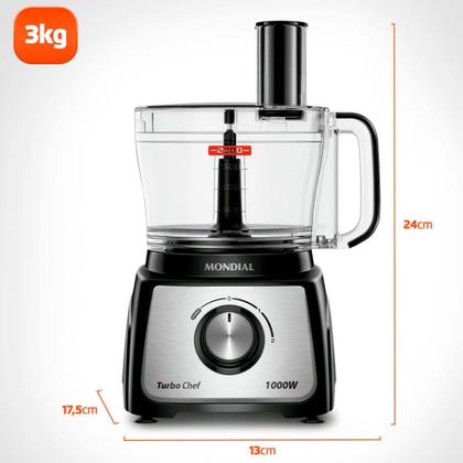 Imagem de Multiprocessador de Alimentos Mondial Turbo Chef 9 em 1 MPN-01-BF 2 Velocidades + Pulsar 1000 W