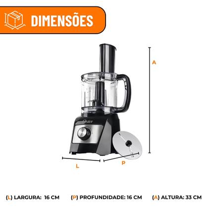 Imagem de Multiprocessador de Alimentos Oster OMPR670 220v Compacto 3 em 1 Potência 300w Laminas em Inox