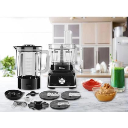 Imagem de Multiprocessador Philco 9 Em 1 Glass / Vidro Copo de Vidro Preto 1700w