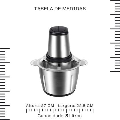 Imagem de Multiprocessador Potente Processador De Alimentos Triturador Moedor Inox 110V Turbo 3L All in One