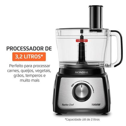Imagem de Multiprocessador Turbo Chef 3 Em 1 Mondial Preto 1000W MPN-02-BE 110V