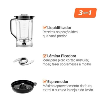 Imagem de Multiprocessador Turbo Chef 3 Em 1 Mondial Preto 1000W MPN-02-BE 110V