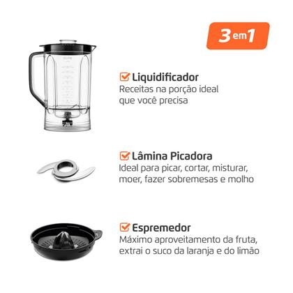 Imagem de Multiprocessador Turbo Chef 3 em 1 Mondial Preto 1000W- MPN-02-BE