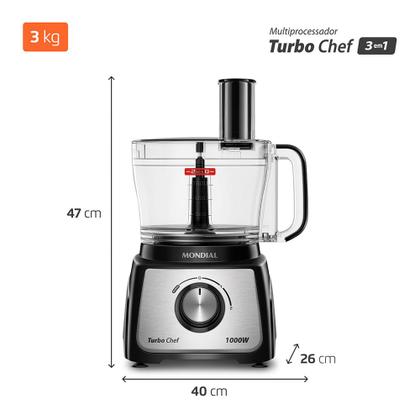 Imagem de Multiprocessador Turbo Chef 3 em 1 Mondial Preto 1000W- MPN-02-BE