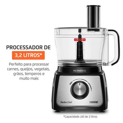 Imagem de Multiprocessador Turbo Chef 3 em 1 Mondial Preto 1000W- MPN-02-BE