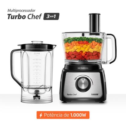 Imagem de Multiprocessador Turbo Chef 3 em 1 Mondial Preto 1000W MPN02BE