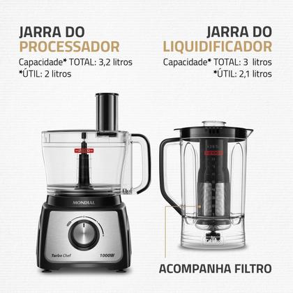 Imagem de Multiprocessador Turbo Chef 5 Em 1 Mondial 1000W MPN-01-B