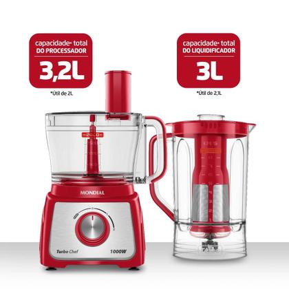 Imagem de Multiprocessador Turbo Chef 5 em 1 Mondial MPN-01-R 127V 1000W Vermelho