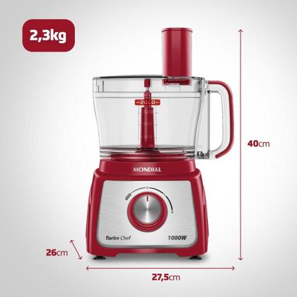 Imagem de Multiprocessador Turbo Chef 5 em 1 Mondial MPN-01-R 127V 1000W Vermelho