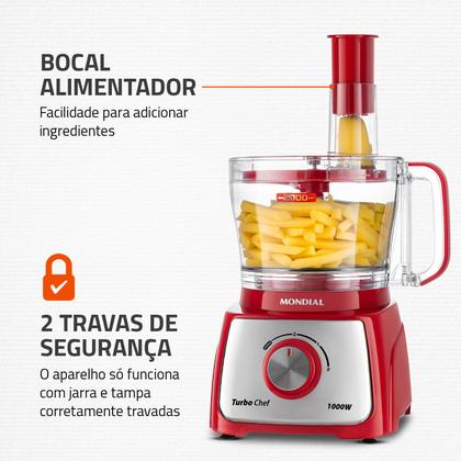 Imagem de Multiprocessador Turbo Chef 5 em 1 Mondial Vermelho 1000W MPN-01-R