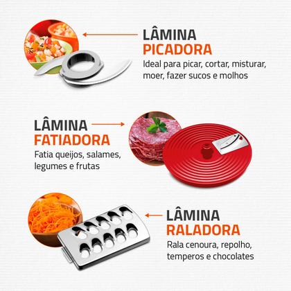 Imagem de Multiprocessador Turbo Chef 5 em 1 Mondial Vermelho 1000W MPN-01-R