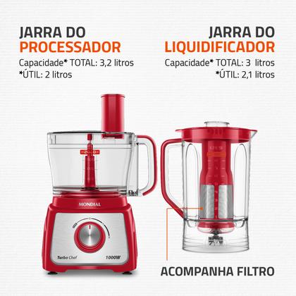 Imagem de Multiprocessador Turbo Chef 7 em 1 Mondial Vermelho 1000W MPN-01-RE