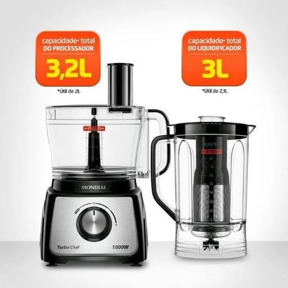 Imagem de Multiprocessador Turbo Chef 9 em 1 Mondial 1000W MPN-01-BF