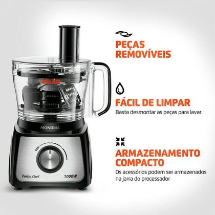 Imagem de Multiprocessador Turbo Chef 9 em 1 Mondial 1000W MPN-01-BF