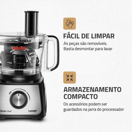 Imagem de Multiprocessador Turbo Chef 9 em 1 Mondial Preto 1000W 220V - MPN-01-BF