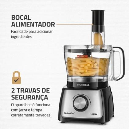 Imagem de Multiprocessador Turbo Chef 9 em 1 Mondial Preto 1000W 220V - MPN-01-BF