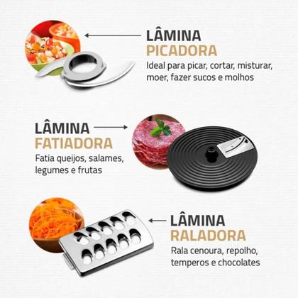 Imagem de Multiprocessador Turbo Chef 9 em 1 Mondial Preto 1000W 220V - MPN-01-BF