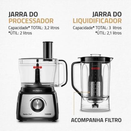 Imagem de Multiprocessador Turbo Chef 9 em 1 Mondial Preto 1000W 220V - MPN-01-BF