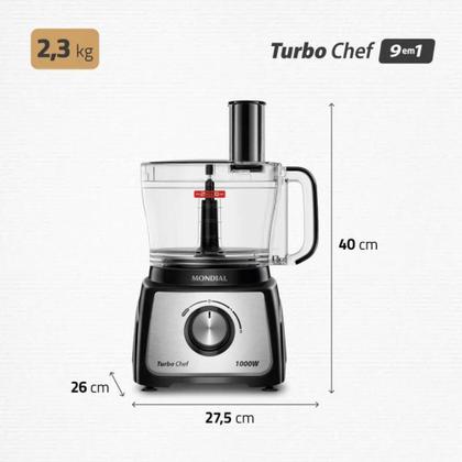 Imagem de Multiprocessador Turbo Chef 9 em 1 Mondial Preto 1000W 220V - MPN-01-BF