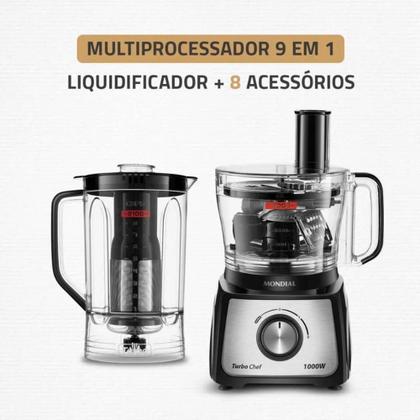 Imagem de Multiprocessador Turbo Chef 9 em 1 Mondial Preto 1000W 220V - MPN-01-BF