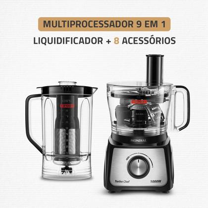 Imagem de Multiprocessador Turbo Chef 9 em 1 Mondial Preto 1000W MPN-01-BF
