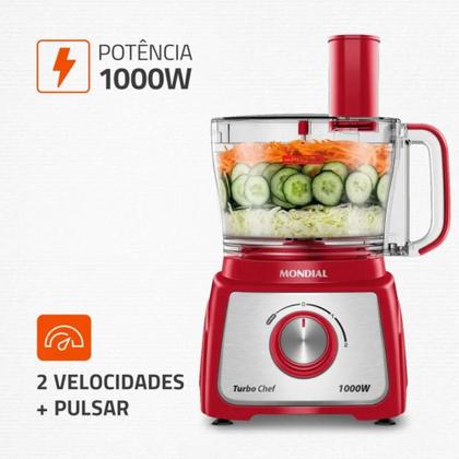 Imagem de Multiprocessador Turbo Chef 9 em 1 Mondial Vermelho 1000W 127V - MPN-01-RF