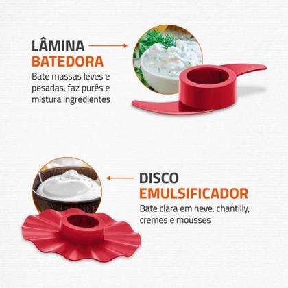 Imagem de Multiprocessador Turbo Chef 9 em 1 Mondial Vermelho 1000W 127V - MPN-01-RF