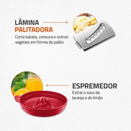 Imagem de Multiprocessador Turbo Chef 9 em 1 Mondial Vermelho 1000W 127V - MPN-01-RF