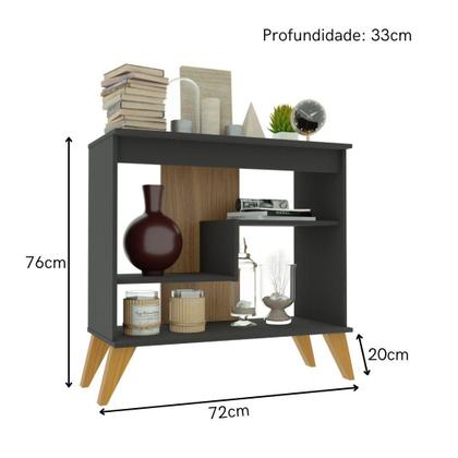 Imagem de Multiuso Aparador 72cm Flex com 2 Prataleira Indékes Chumbo/Freijo