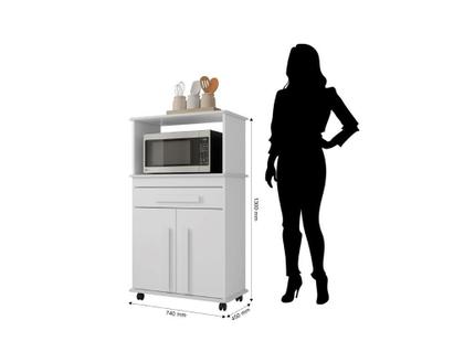 Imagem de Multiuso/Balcão/Bancada/Organizador TOR 1 Gaveta Com Corrediça Telescópica 2 Portas e Prateleira Interna Nicho Para Forno ou Micro-Ondas Puxadores em 