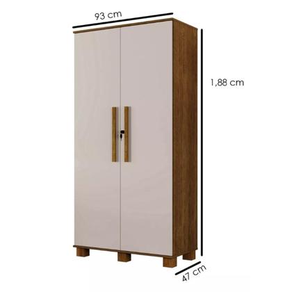 Imagem de Multiuso Dacar Roupeiro 2 Portas Armario Organizador 12 Prateleiras Fechadura com Chave