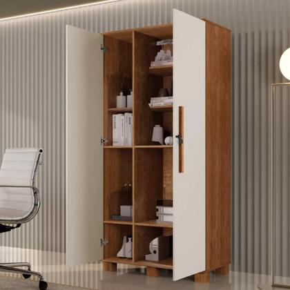 Imagem de Multiuso Dacar Roupeiro 2 Portas Armario Organizador 12 Prateleiras Fechadura com Chave