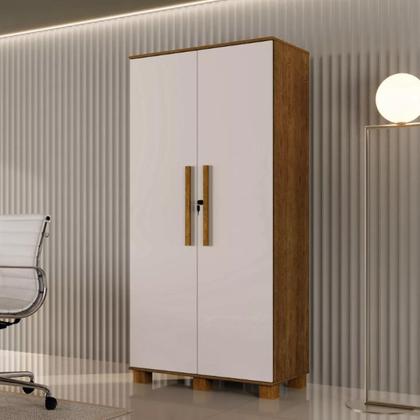 Imagem de Multiuso Dacar Roupeiro 2 Portas Armario Organizador 12 Prateleiras Fechadura com Chave