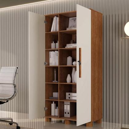 Imagem de Multiuso Dacar Roupeiro 2 Portas Armario Organizador 12 Prateleiras Fechadura com Chave