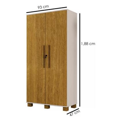 Imagem de Multiuso Dacar Roupeiro 2 Portas Armario Organizador 12 Prateleiras Fechadura com Chave