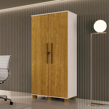 Imagem de Multiuso Dacar Roupeiro 2 Portas Armario Organizador 12 Prateleiras Fechadura com Chave