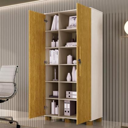 Imagem de Multiuso Dacar Roupeiro 2 Portas Armario Organizador 12 Prateleiras Fechadura com Chave