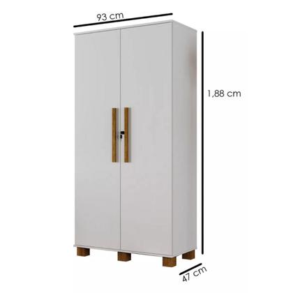 Imagem de Multiuso Dacar Roupeiro 2 Portas Armario Organizador 12 Prateleiras Fechadura com Chave